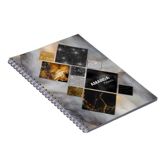 Elégant carnet géométrique en or noir (Côté Droit)