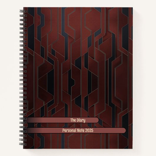 Elégant Carnet géométrique en spirale foncé (Devant)