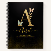 Élégant Carnet Monogramme "A" Or