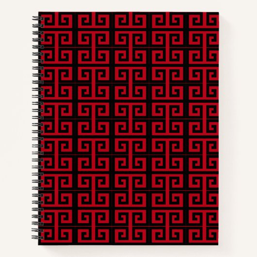 Élégant Carnet Motif grec noir et rouge (Devant)