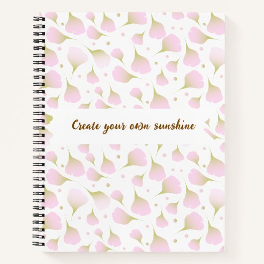 Élégant Carnet Rose Poudré Monogramme Fleurs (Devant)