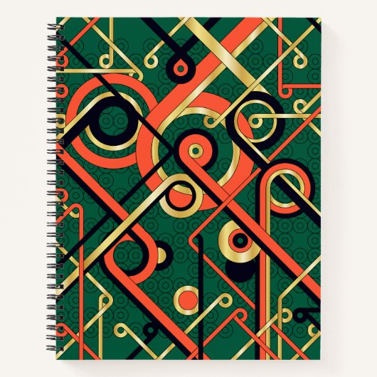 Elégant Carnet Spiral Géométrique Art Déco (Devant)