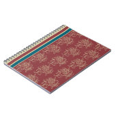 Elégant Carnet Spiral, Maroon, Floral Bleu (Côté gauche)