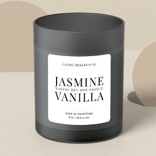 Élégant Carré de bougie Étiquette minimaliste noir