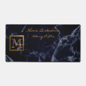 Élégant Carré en marbre bleu marine Monogramme or (Recto)