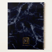 Élégant Carré en marbre de la marine Monogramme or (Dos)