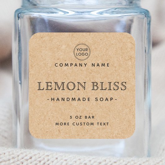 Elégant carré Kraft papier look étiquettes de prod