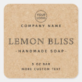 Elégant carré Kraft papier look étiquettes de prod (Devant)