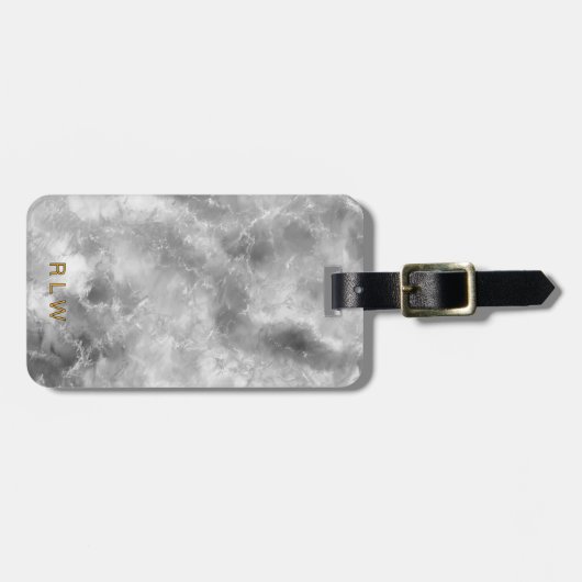 Elegant Carrera White Black Marble Pattern Bagagelabel (Voorkant horizontaal)