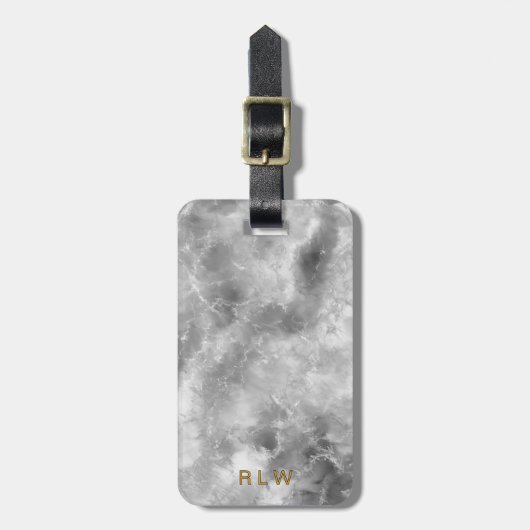 Elegant Carrera White Black Marble Pattern Bagagelabel (Voorkant verticaal)