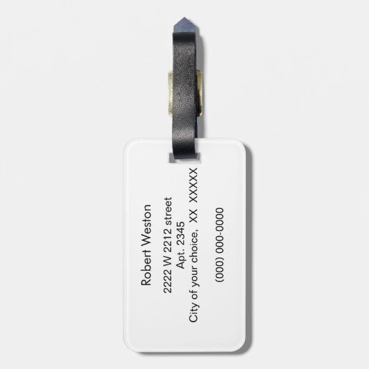 Elegant Carrera White Black Marble Pattern Bagagelabel (Achterkant verticaal)