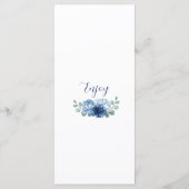 Élégant Carte de Menu Florale Bleue Poussiéreuse d (Dos)