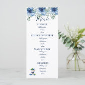 Élégant Carte de Menu Florale Bleue Poussiéreuse d (Debout devant)