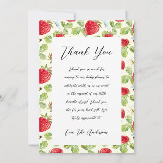 Elégant Carte de remerciements Baby shower fraise