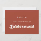Élégant carte de remerciements Bridesmaid En Terra (Devant)