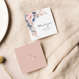 Elégant Carte de remerciements d'aquarelle bleu ro