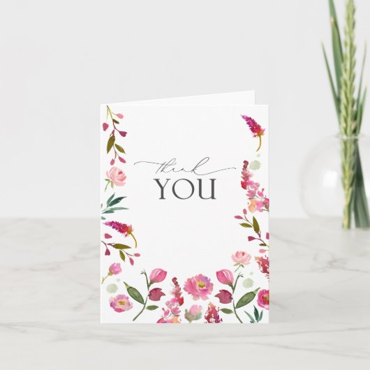 Elégant Carte de remerciements d'aquarelle rose (Devant)