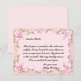 Élégant Carte de remerciements de Baby shower rose
