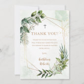 Élégant Carte de remerciements de baptême de feuil (Devant)