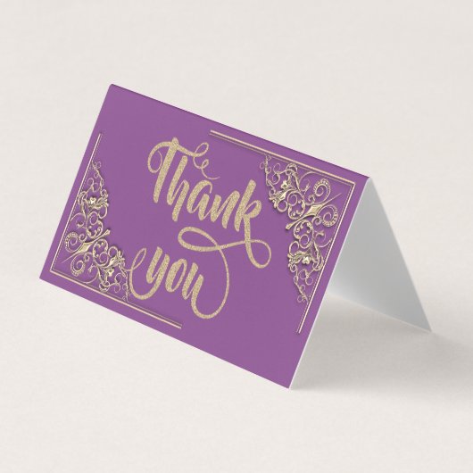 Élégant Carte de remerciements de brillance or élé (Devant)