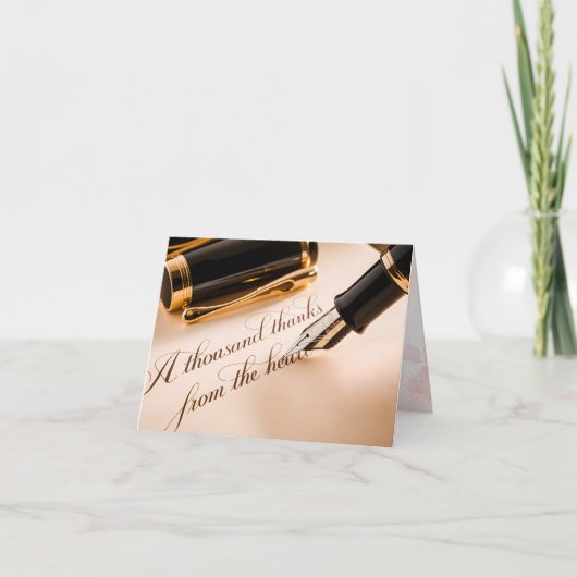 Élégant Carte de remerciements de calligraphie or (Devant)