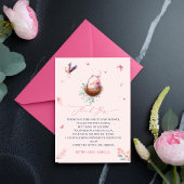 Élégant Carte de remerciements de cigogne rose dou