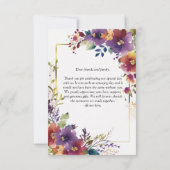 Elégant Carte de remerciements de fleurs d'aquarel (Dos)