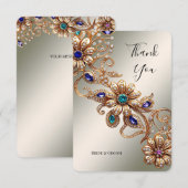 Élégant Carte de remerciements de fleurs de bijoux (Devant / Derrière)