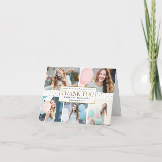 Élégant Carte de remerciements de graduation de ba (Devant)