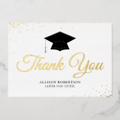 élégant carte de remerciements de graduation en or (Recto)