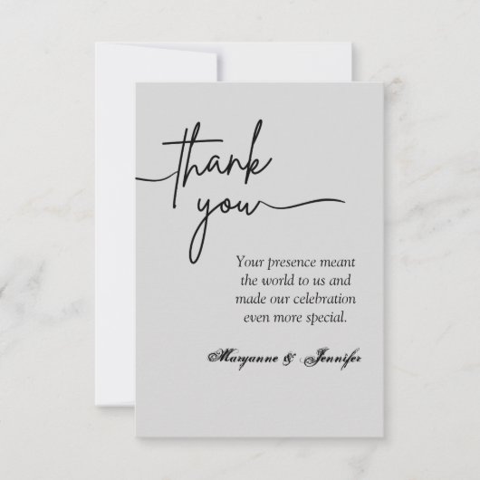 Élégant Carte de remerciements de mariage (Devant)