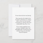 Élégant Carte de remerciements de mariage (Dos)