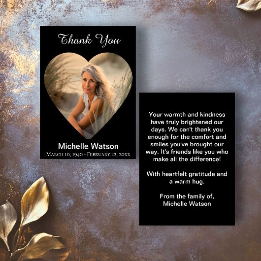 Élégant Carte de remerciements de photos du coeur 