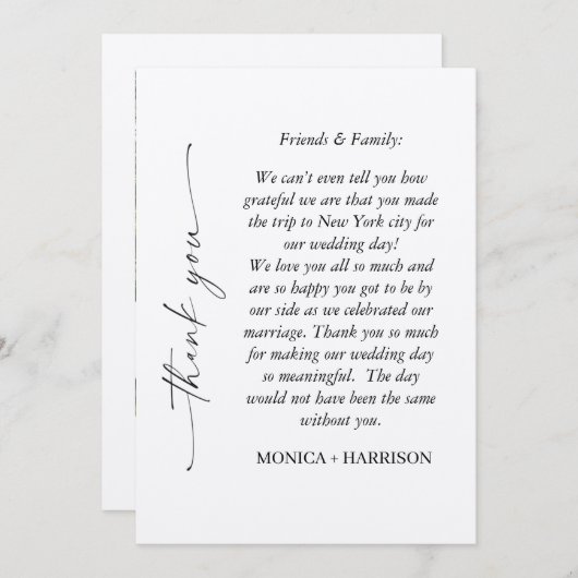 Élégant Carte de remerciements de script avec phot (Devant / Derrière)