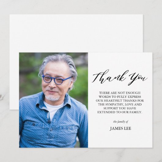 Élégant Carte de remerciements de sympathie photo (Devant / Derrière)