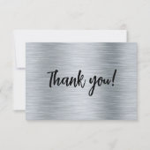 Élégant Carte de remerciements en argent métalliqu (Devant)