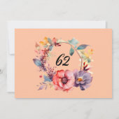 Élégant carte de remerciements floral 62e annivers (Dos)