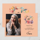 Élégant carte de remerciements floral 62e annivers (Devant / Derrière)