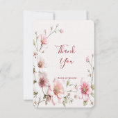 Élégant Carte de remerciements floral blanc rose (Devant)