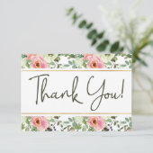 Élégant Carte de remerciements floral Eggshell et  (Debout devant)