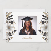 Élégant Carte de remerciements Floral Graduation (Dos)