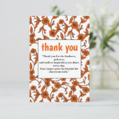 Élégant Carte de remerciements Floral Orange (Debout devant)