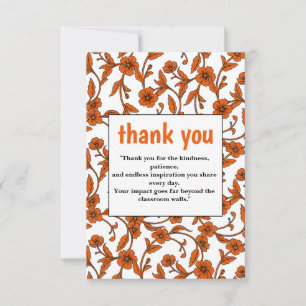 Élégant Carte de remerciements Floral Orange