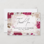 Élégant Carte de remerciements floral rouge profon (Devant)