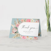 Élégant Carte de remerciements floral Turquoise de (Devant)