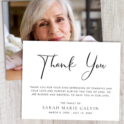Élégant Carte de remerciements funéraire commémora