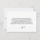 Élégant Carte de remerciements funéraire de callig (Dos)