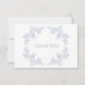 Élégant Carte de remerciements funéraire Floral Bl (Devant)