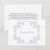 Élégant Carte de remerciements funéraire Floral Bl (Devant / Derrière)