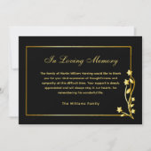 Elégant Carte de remerciements funéraire Gold & Bl (Devant)